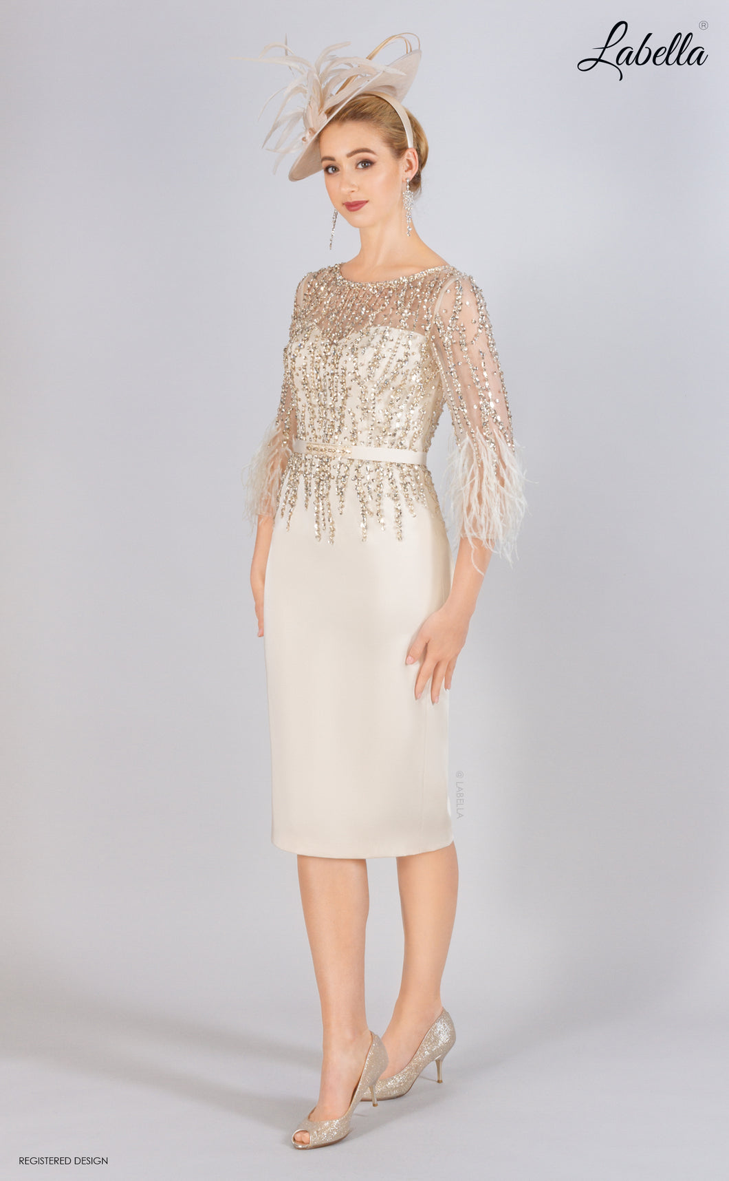 3097 Beaded Champagne Dress