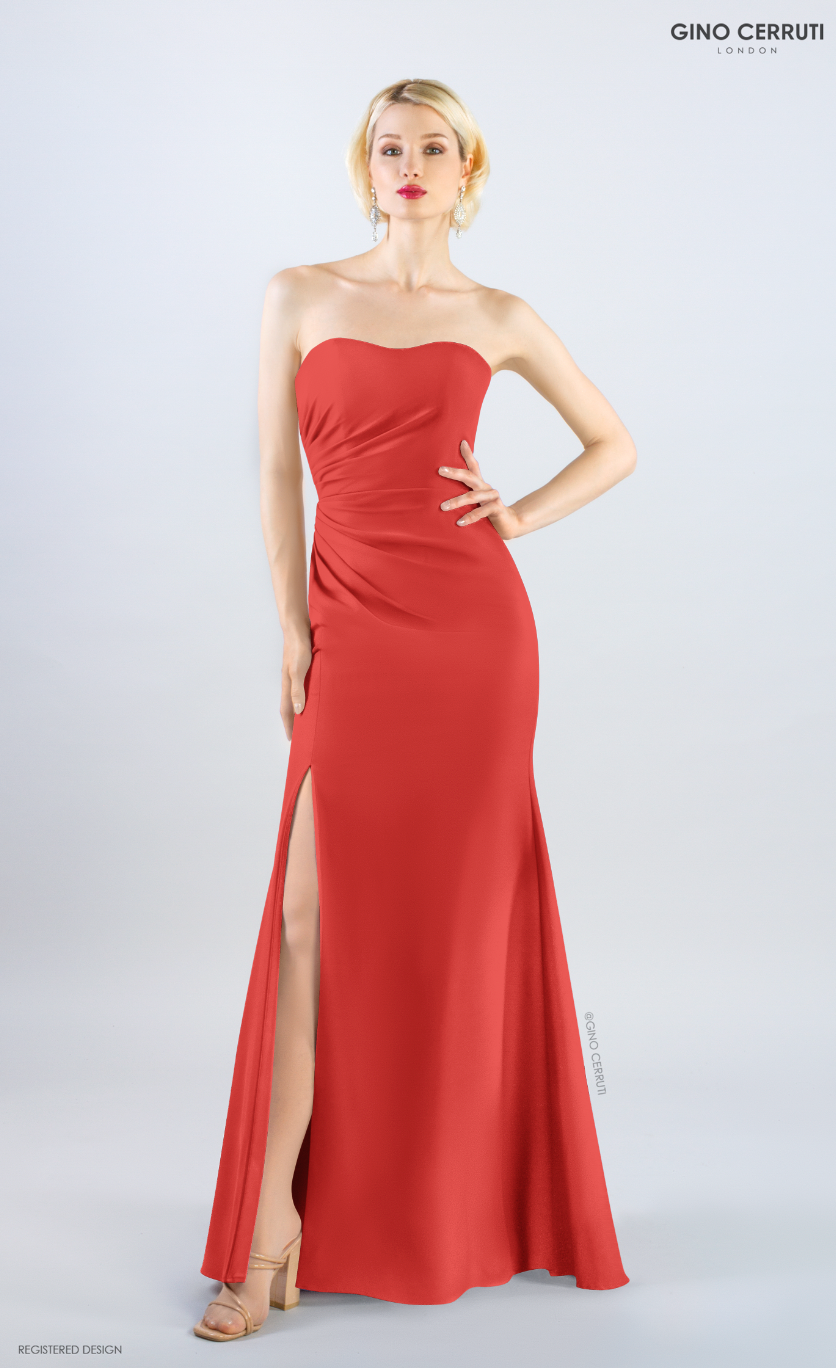 4154 Crepe Red Blue Dress