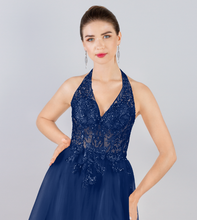 Load image into Gallery viewer, 6485 Tulle Navy Dress
