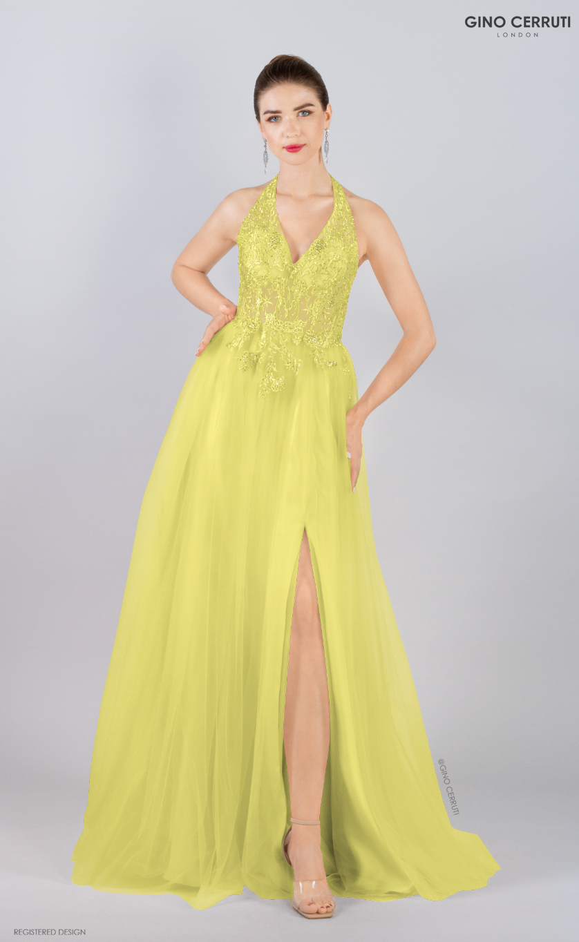 6485 Tulle Yellow Dress
