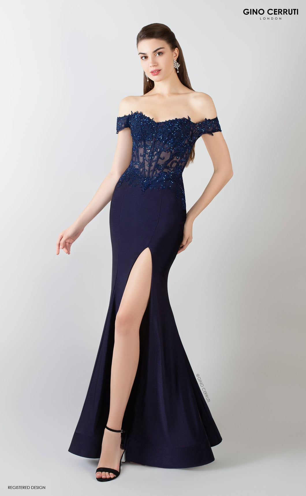 7308 Navy Beaded Dress