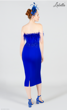 Load image into Gallery viewer, 8008 Crepe Feather Royal Dress
