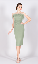 Load image into Gallery viewer, 8008 Crepe Feather Royal Dress
