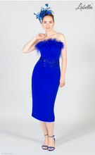 Load image into Gallery viewer, 8008 Crepe Feather Royal Dress
