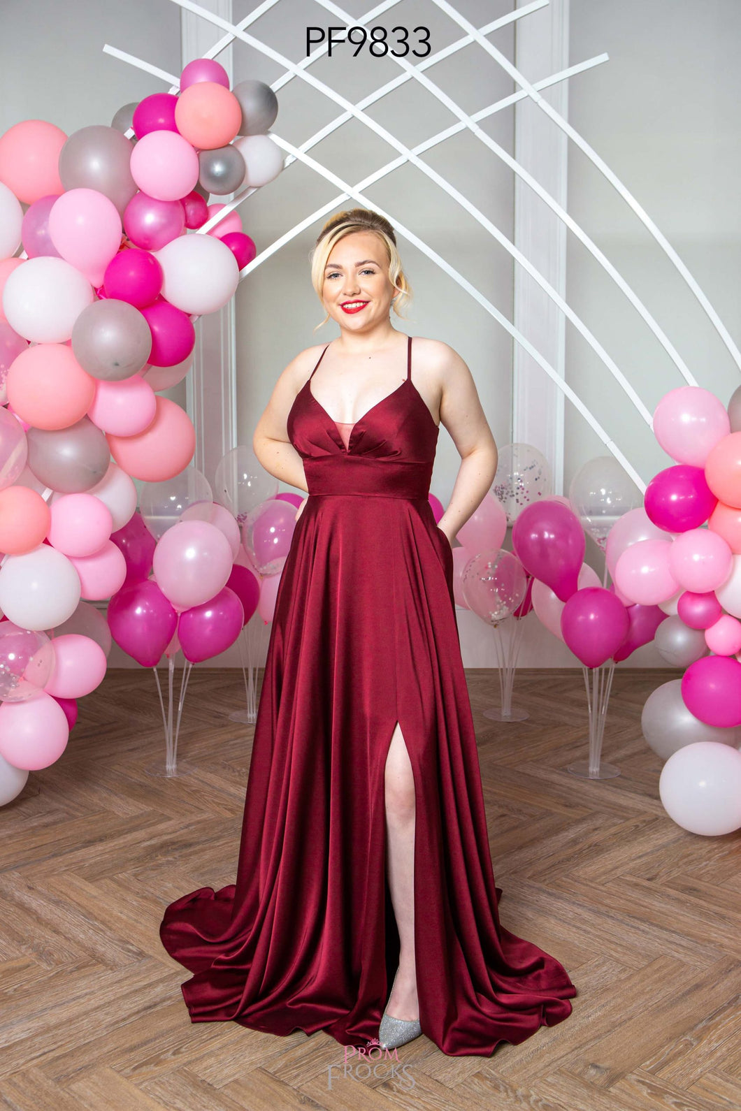 9833 Deep Red Prom Dress