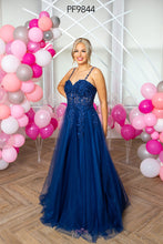 Load image into Gallery viewer, 9844 Navy Prom Dress
