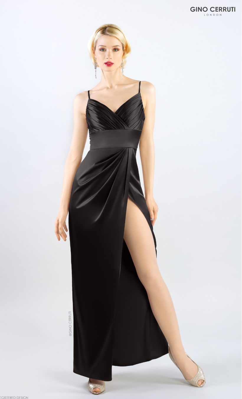 4158 Black Satin Dress