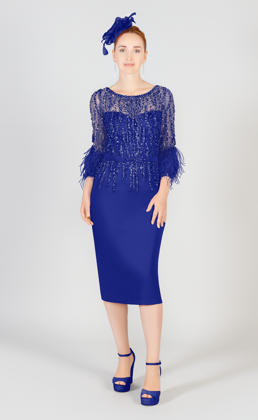 3097 Beaded Royal Blue Dress